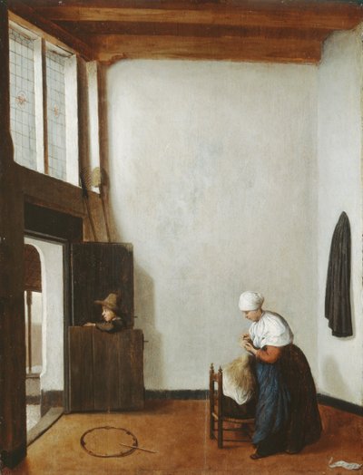 Interior with a Woman Combing a Little Girl